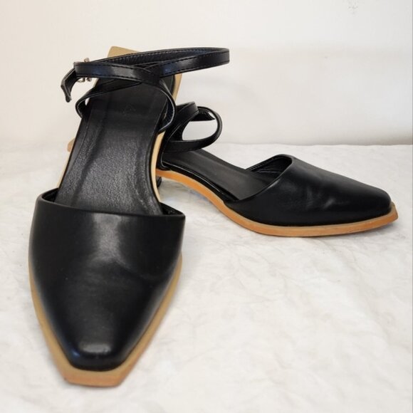 Black Leather Slingback Mules - Picture 1 of 5